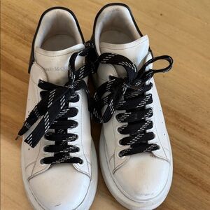 Alexander McQueen White and Black Lace-Up Sneakers